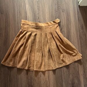 Brown suede like texture, mini skater skirt, size medium, great condition